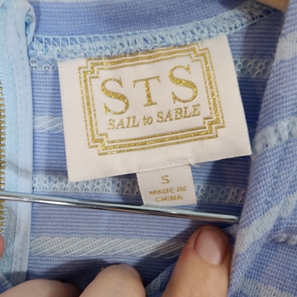 Sail to Sable Blue and White Striped Mini Dress, size small, excellent cond. - Picture 4 of 11